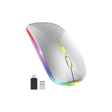 Mouse Inalámbrico Recargable Delgado RGB 1600 dpi Plata marca Nextep